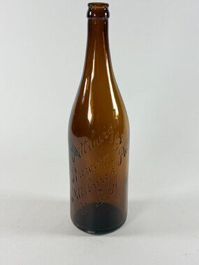 Antique Pittsburgh Brewing Co. Brown Glass Bottle Embossed Script